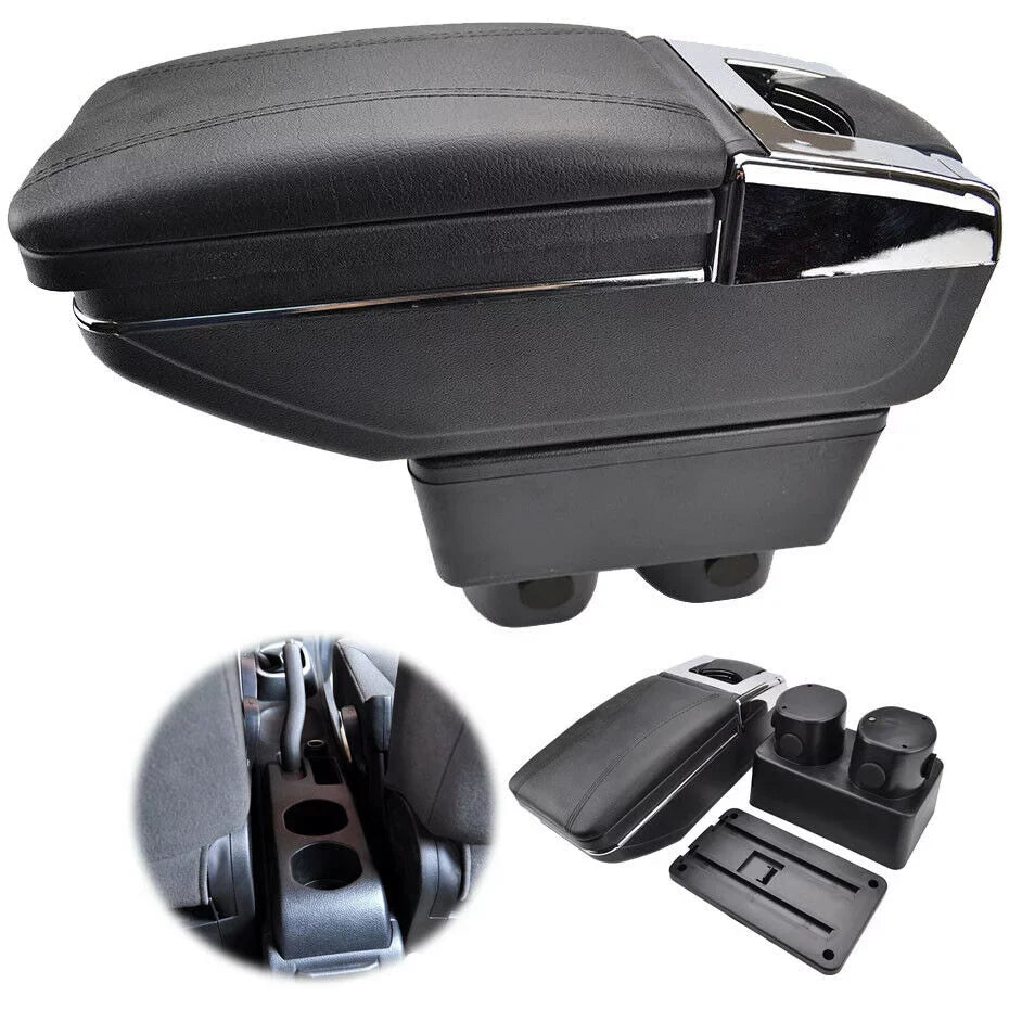 Car for Tiida Box Versa OUKANING Armrest Center Leather Latio 2007-2011 Console Box Storage Black Center Console Rotatable Nissan