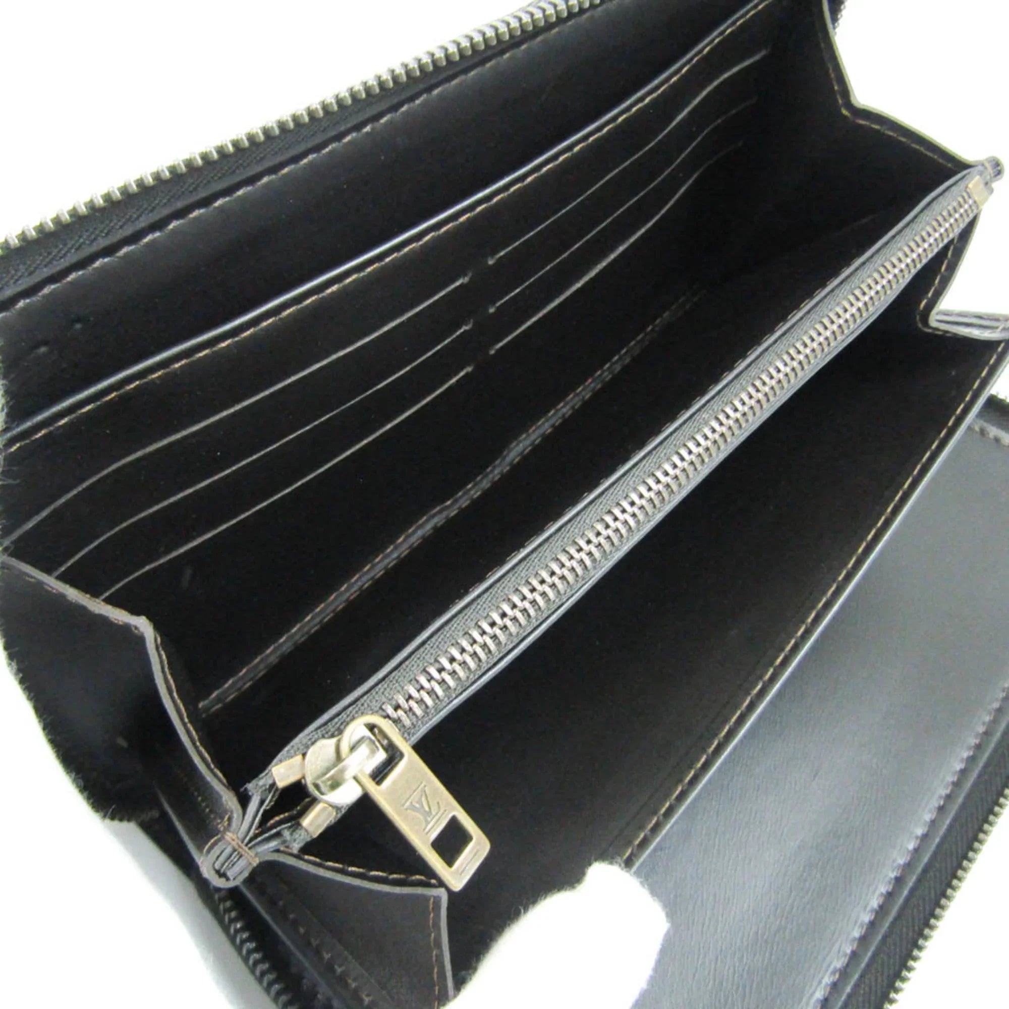 Wallet Men's Organizer Zippy M97025 (bi-fold) Utah Leather (Good) Long Vuitton Louis Pre-Owned Coffee Utah