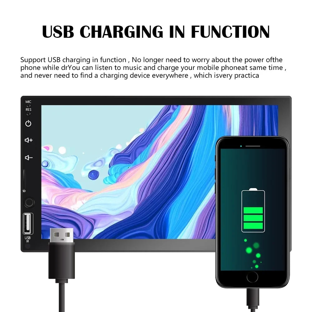 Stereo Multimedia Auto/Autoradio/IOS/Bluetooth/USB/TF 7" Camera/Android with Touch Car Din 2 Screen Player Rear Car Play View MP5 for