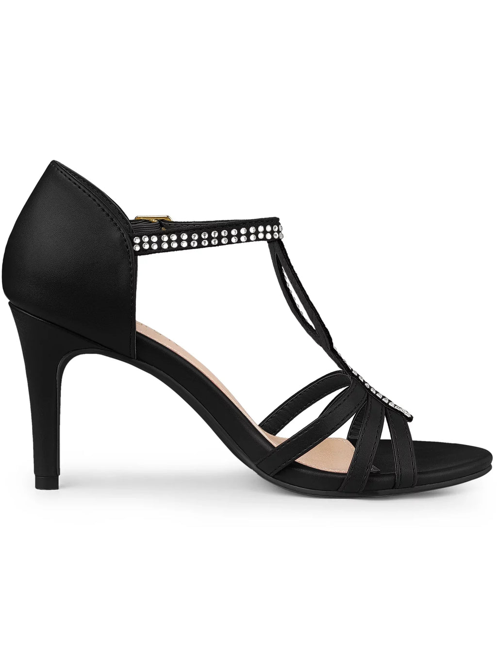 Heels Open Allegra Toe Strap Sandals Rhinestone K Women's Stiletto Ankle