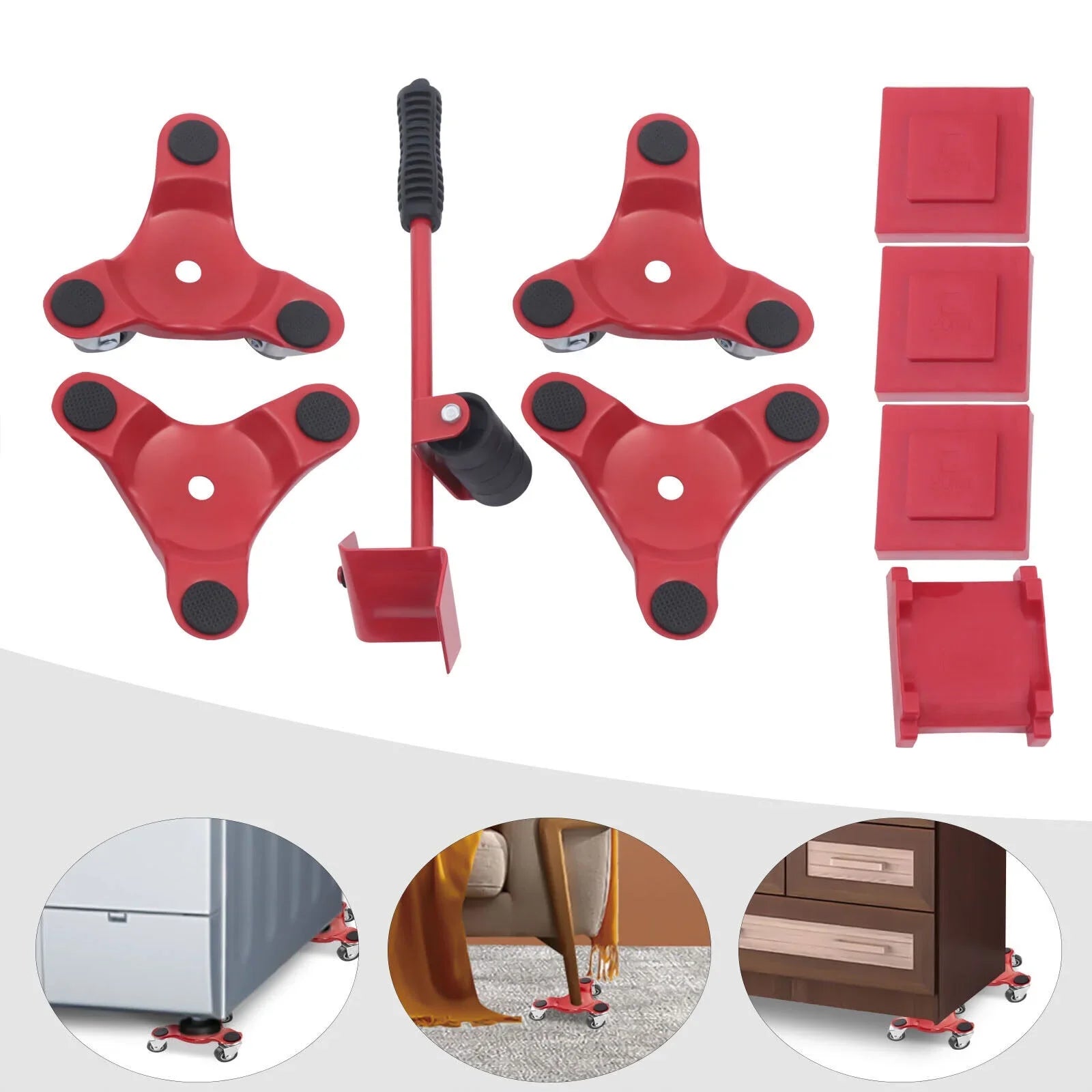Dolly with Mover Wheel Mover Kit Alloy Furniture Furniture Fichiouy Red Universal Steel