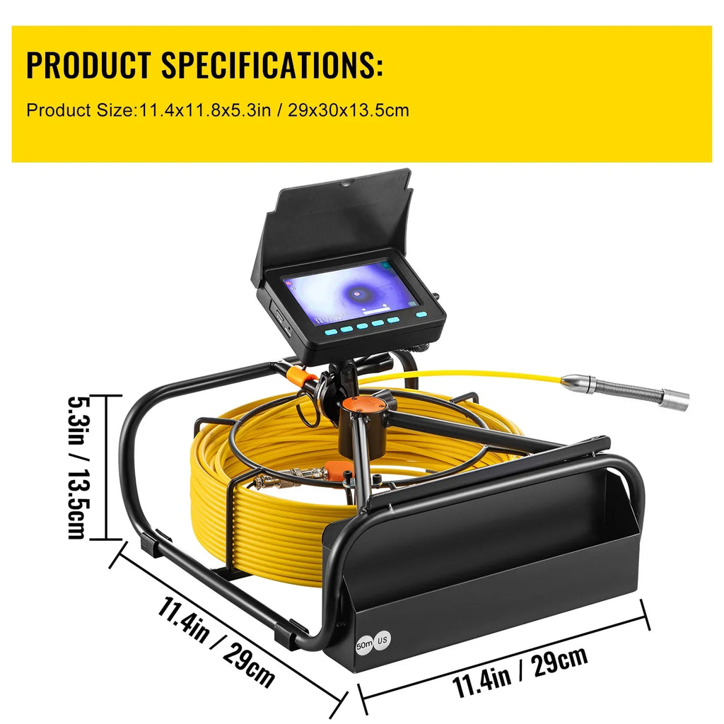 IP68 LCD SKYSHALO Camera Inspection 4.3 Monitor Sewer LEDs 8500MAH Waterproof Pipe Inspection Camera Pipeline DVR Camera Lithium Cable Camera Screen Inch Duct Battery, Function 164FT with TFT 6PCS