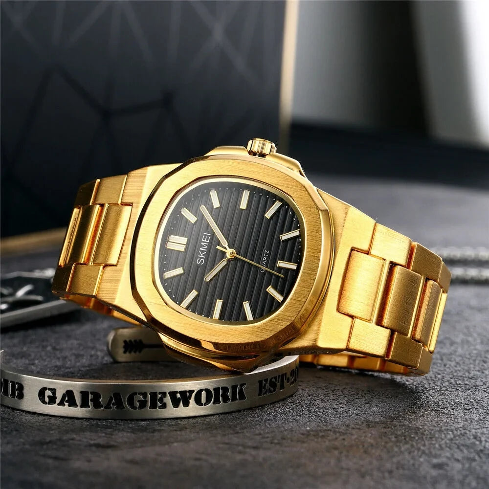 Steel Male Gold Watch Business Luxury Gift For Wristwatch Men Quartz