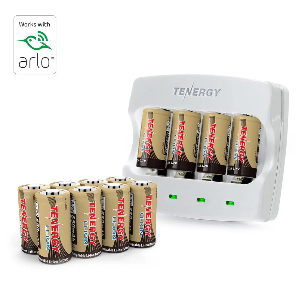 for Li-ion 12-Pack Tenergy (VMC3030) Batteries Rechargeable and 650mAh Camera Battery 3.7V Charger, Arlo Batteries