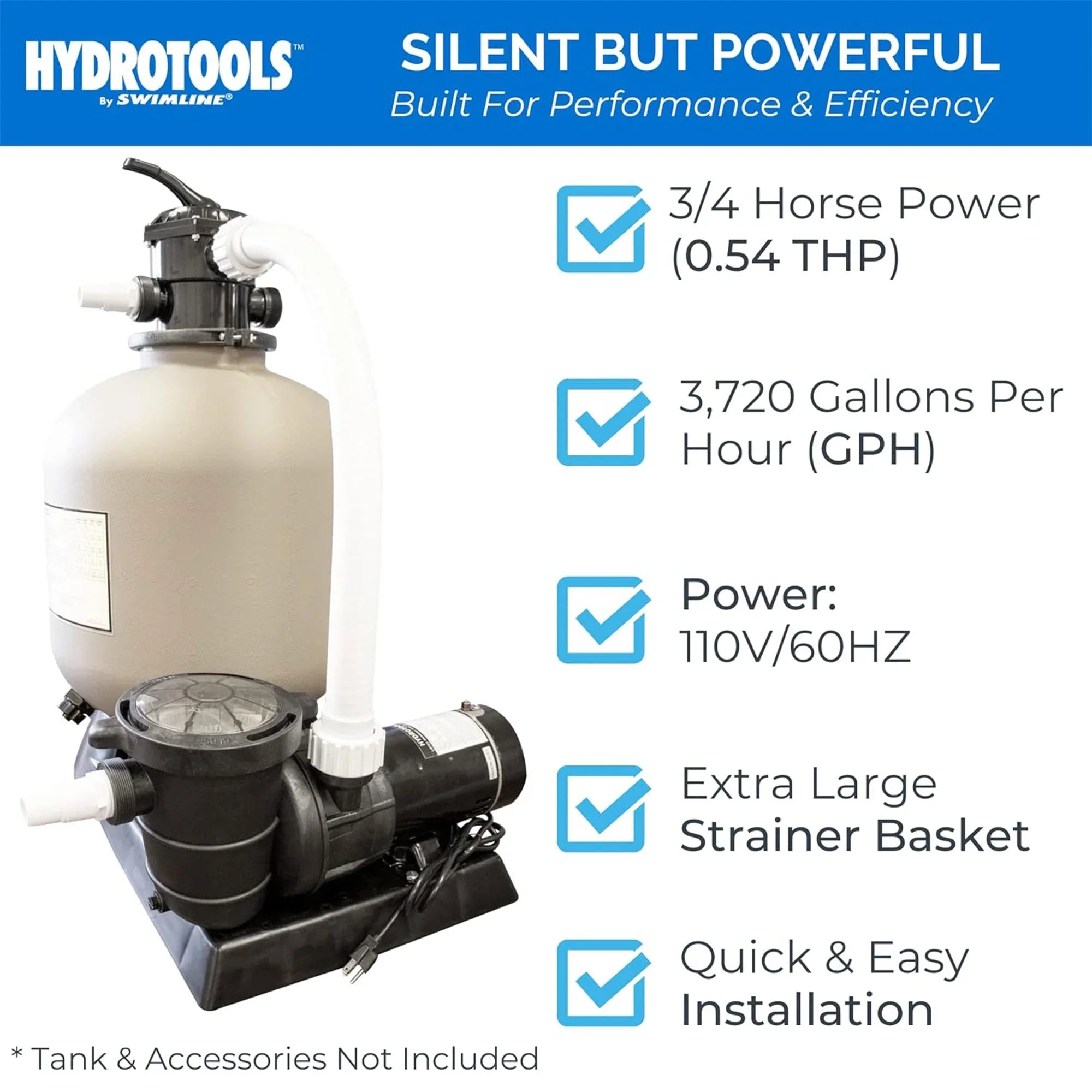 Swimline Pump Discharge HP Vertical Swimming Hydro Flo HydroTools 0.75 Pool