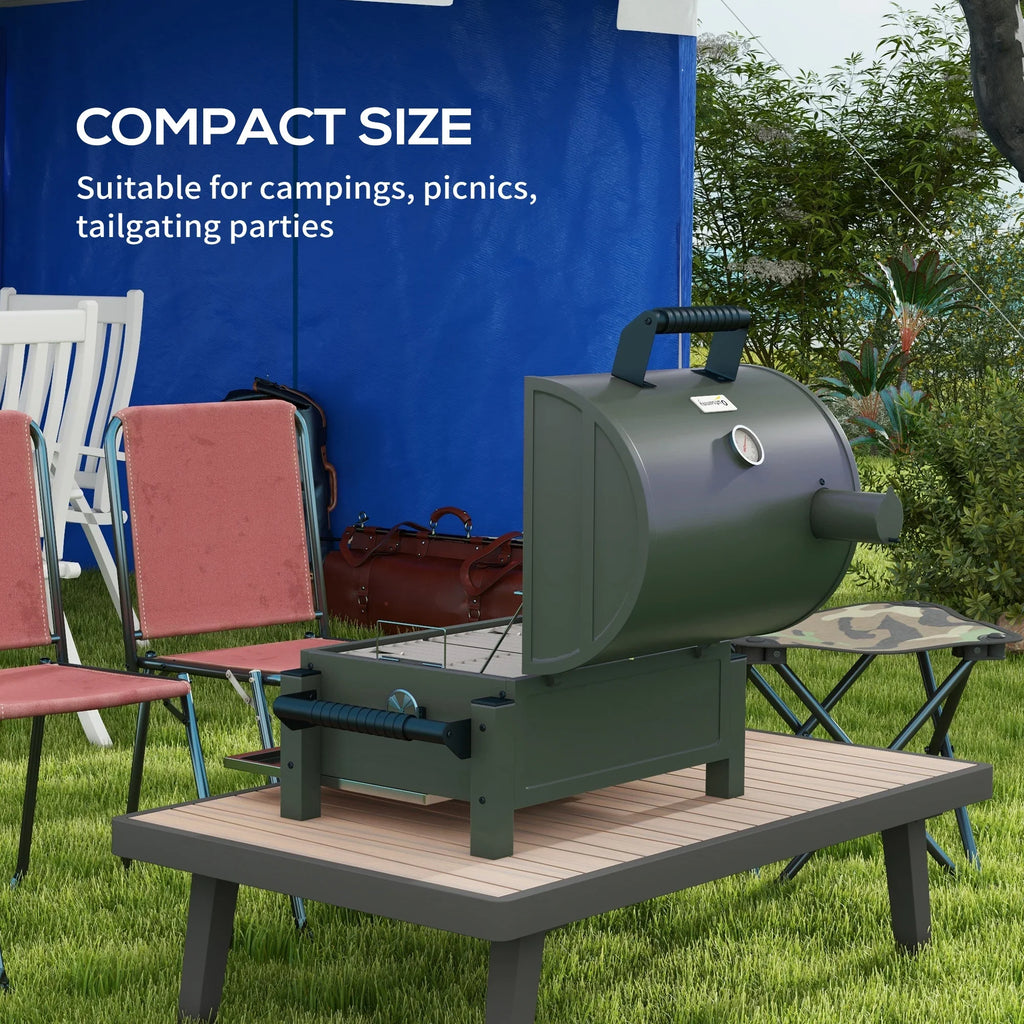 Barbecue, Tabletop Outsunny Green Lid, BBQ Small Charcoal Grill with