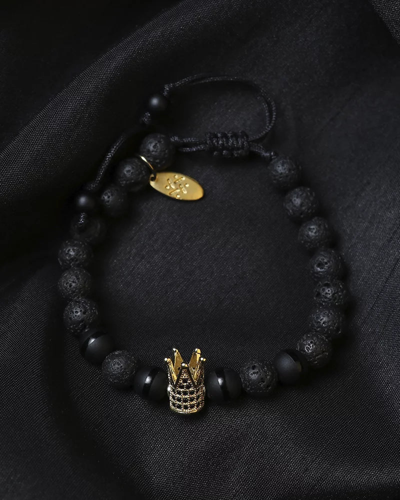 for Crown Fabrizio Rock Matte and Onyx, & Bracelet Volcanic Adjustable Cagliari in Design Men Women Charm, By Silver