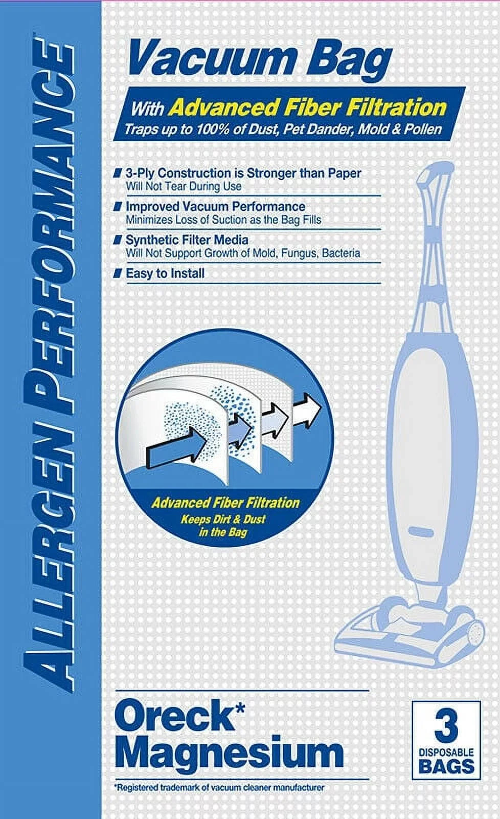 HEPA [ Bags Oreck by Bags Synthetic USA Made 54 ] LW Magnesium DVC Vacuum Cleaner Style in