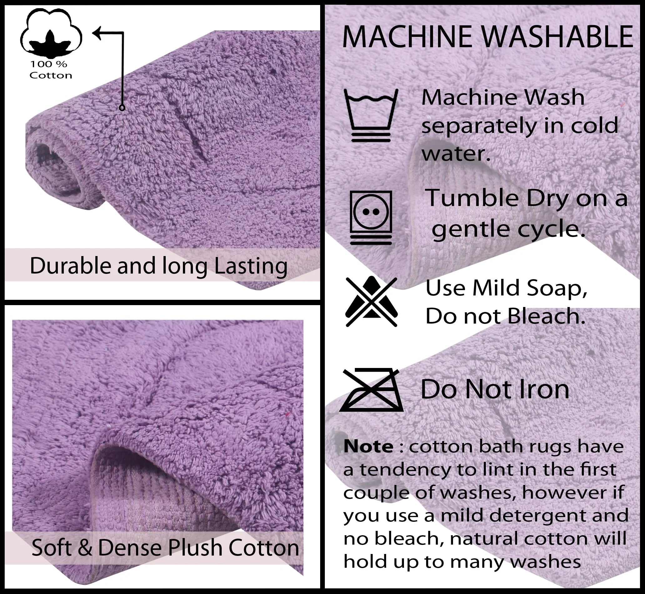 Plush Rug Weavers Wash Carpet, Collection Contour, Waterford Rugs, Floor, Dry, x Absorbent 100% Extra Bath Home rugs Machine Rug, Bath bath and Non-Slip Tufted 20" Bath Purple 20" Cotton Bathroom for