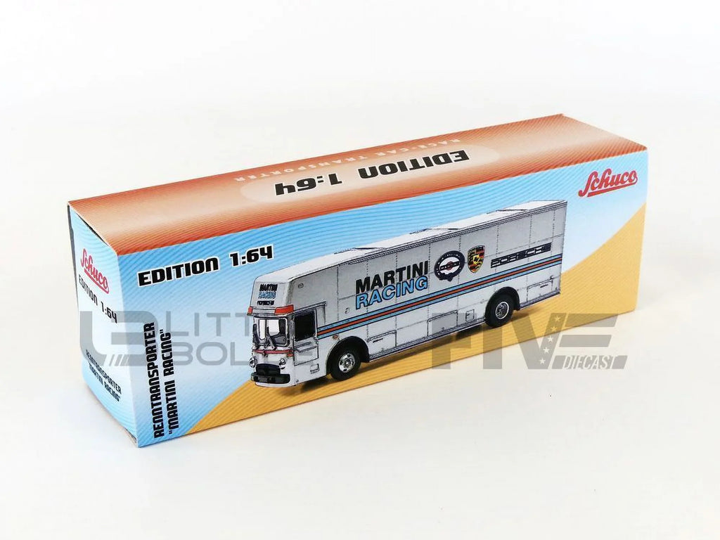 Stripes Diecast Schuco 1/64 Mercedes Transporter "Martini Race with Car Racing" Silver by Model Benz