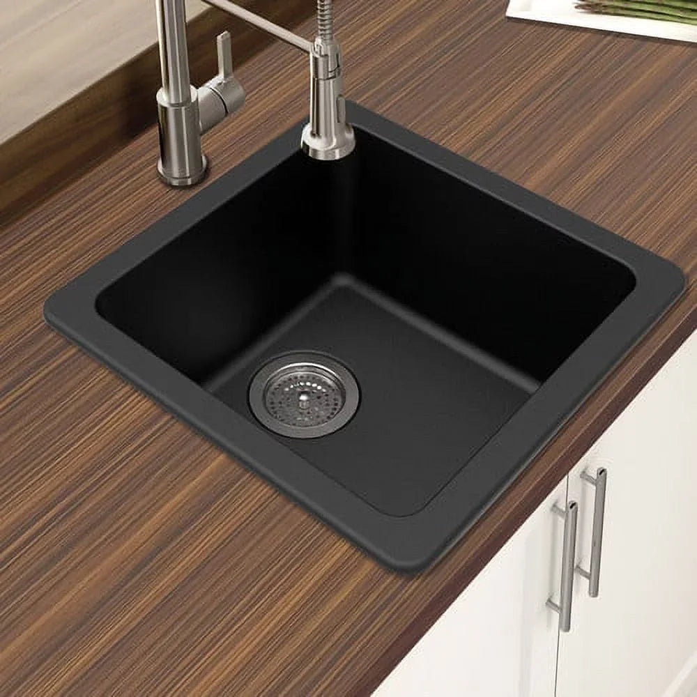 L W Quartz Granite 16.64'' Bowl Winpro Dual Sink x Mount Kitchen 16.64'' Single