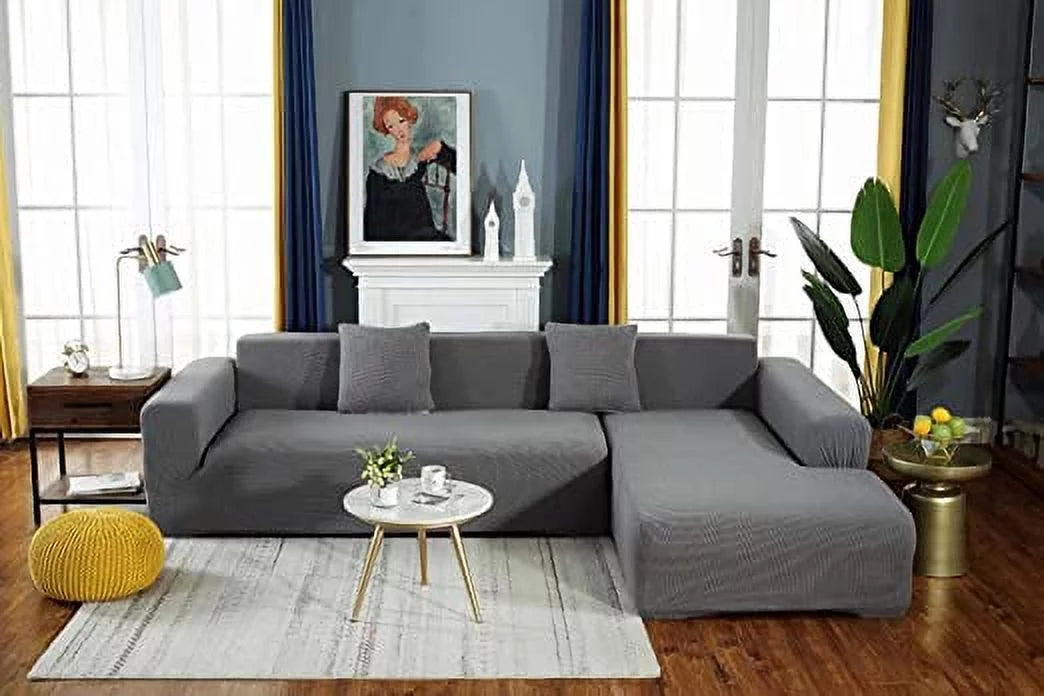 Gray, Dogs L Sofa Covers inch Washable Durable Couch Seater, Protector¡­, Shape Sectional Pets, Nvzi 3 Slipcover Furniture 1 Living Covers 2 Seater:70-84 Light Room Thick Stretch Sectional 3 4 Couch