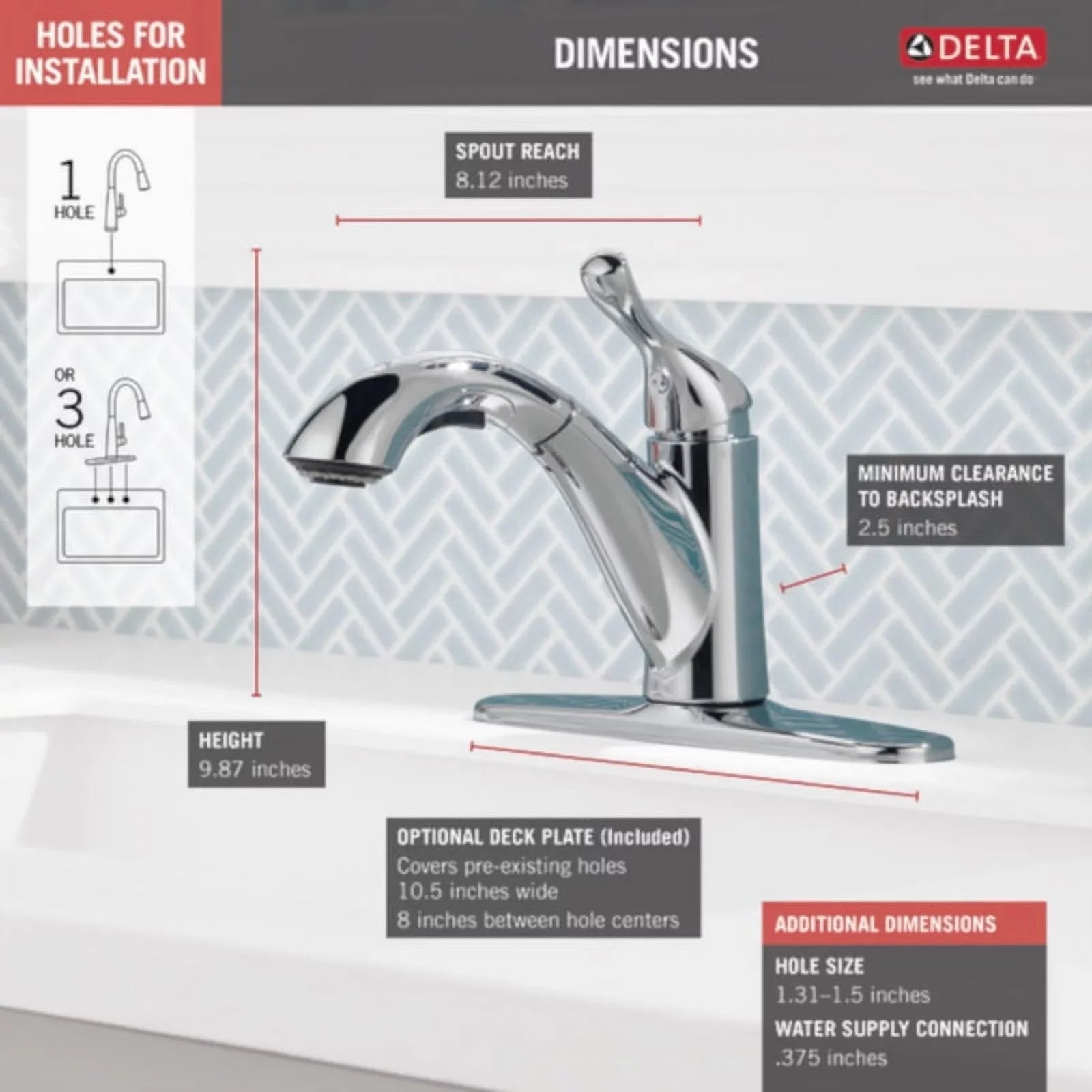 Out Handle Pull Grant Kitchen Chrome Delta Faucet One