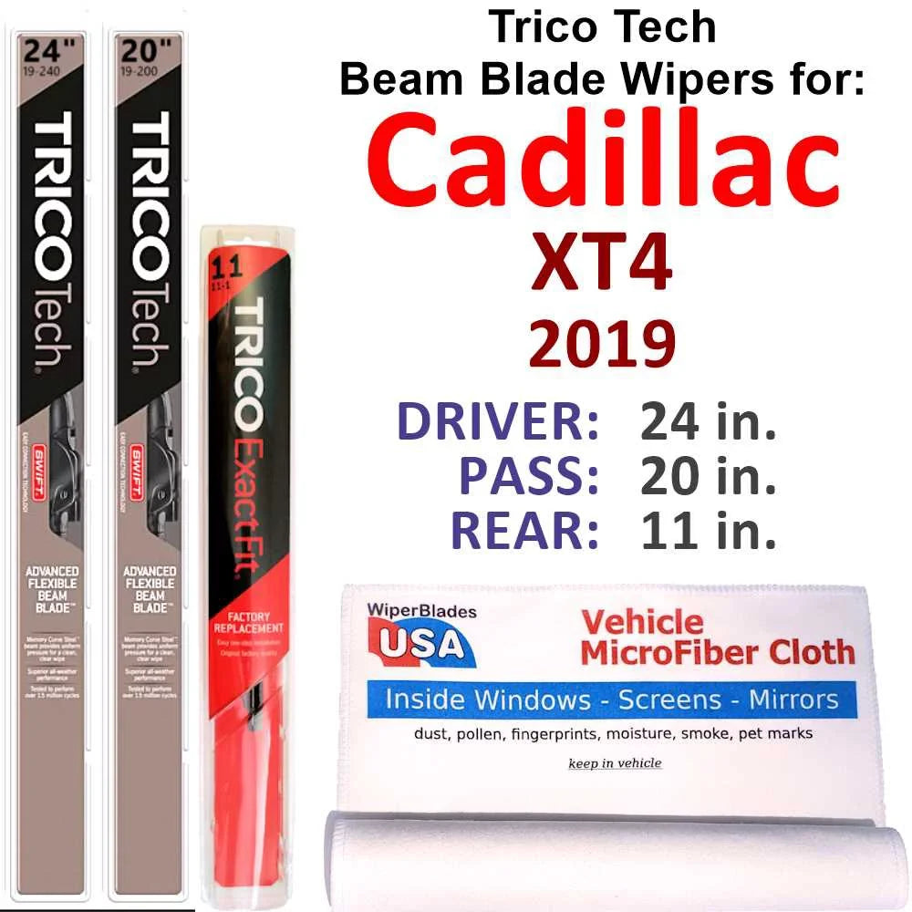 w/Rear of 3) Beam Cadillac XT4 Wipers (Set Wiper Blade 2019