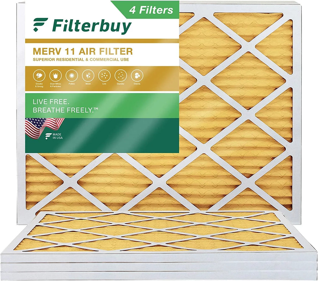 Filterbuy Furnace Filters HVAC (4-Pack) Air Pleated 11 MERV 16x21x1 AC