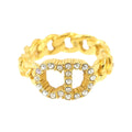 Pre-Owned Ring S Rhinestone Clair D Christian Lune Gold Dior (Like New)