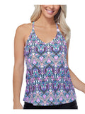 Support Adjustable White Swimsuit Neck V Bust ESCAPE Lined ISLAND Underwire Full 6 Racerback Deep Tankini Top Lovina Stretch Printed Women's Beach