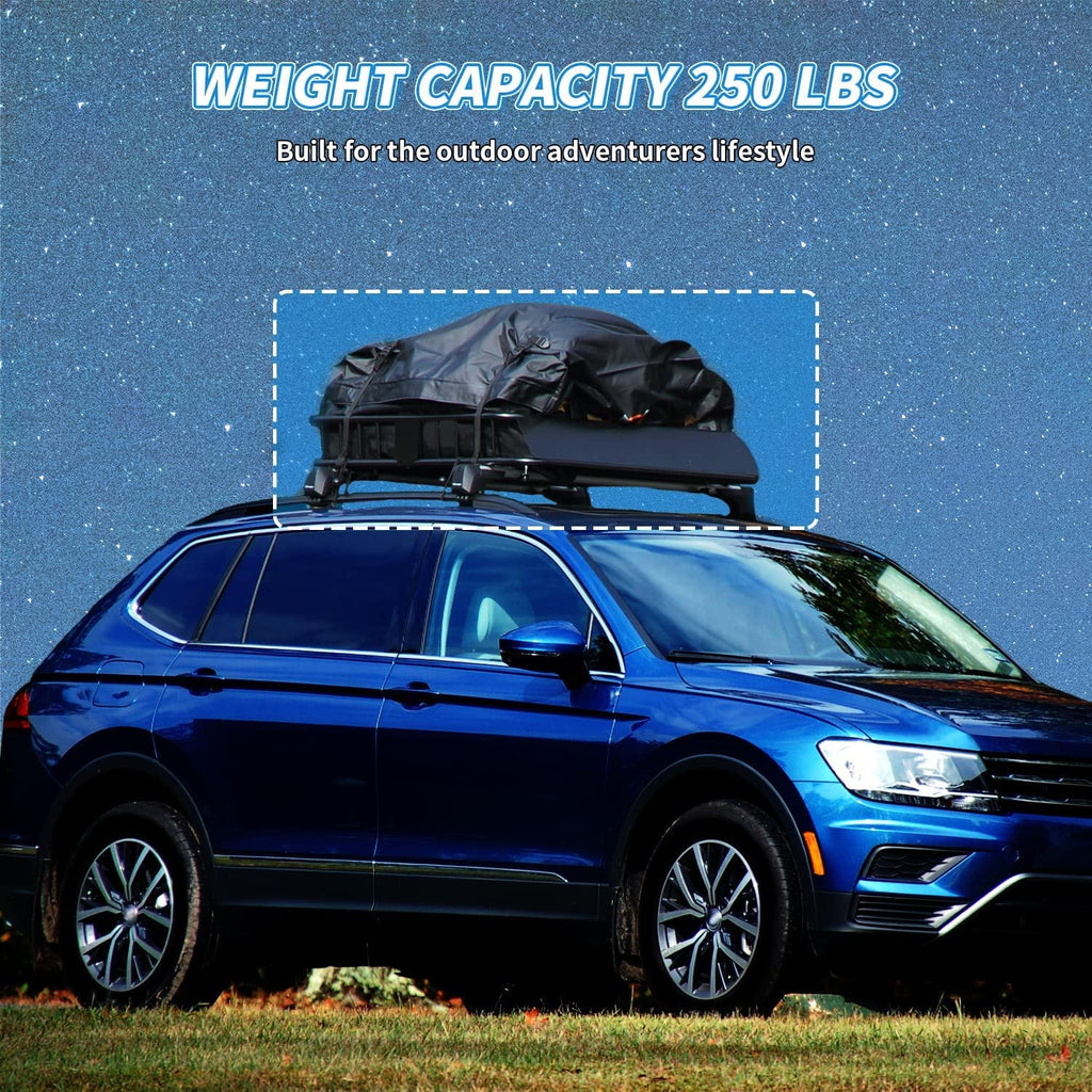 Basket x Weight 64" Carrier 6'' Top Universal HECASA Capacity Rack Cargo Duty Travel for Extension 39" with Heavy Storage Roof SUV Luggage 250LBS Car Holder x Steel
