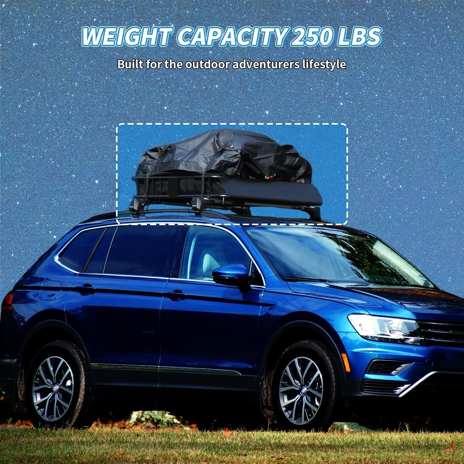 Basket x Weight 64" Carrier 6'' Top Universal HECASA Capacity Rack Cargo Duty Travel for Extension 39" with Heavy Storage Roof SUV Luggage 250LBS Car Holder x Steel