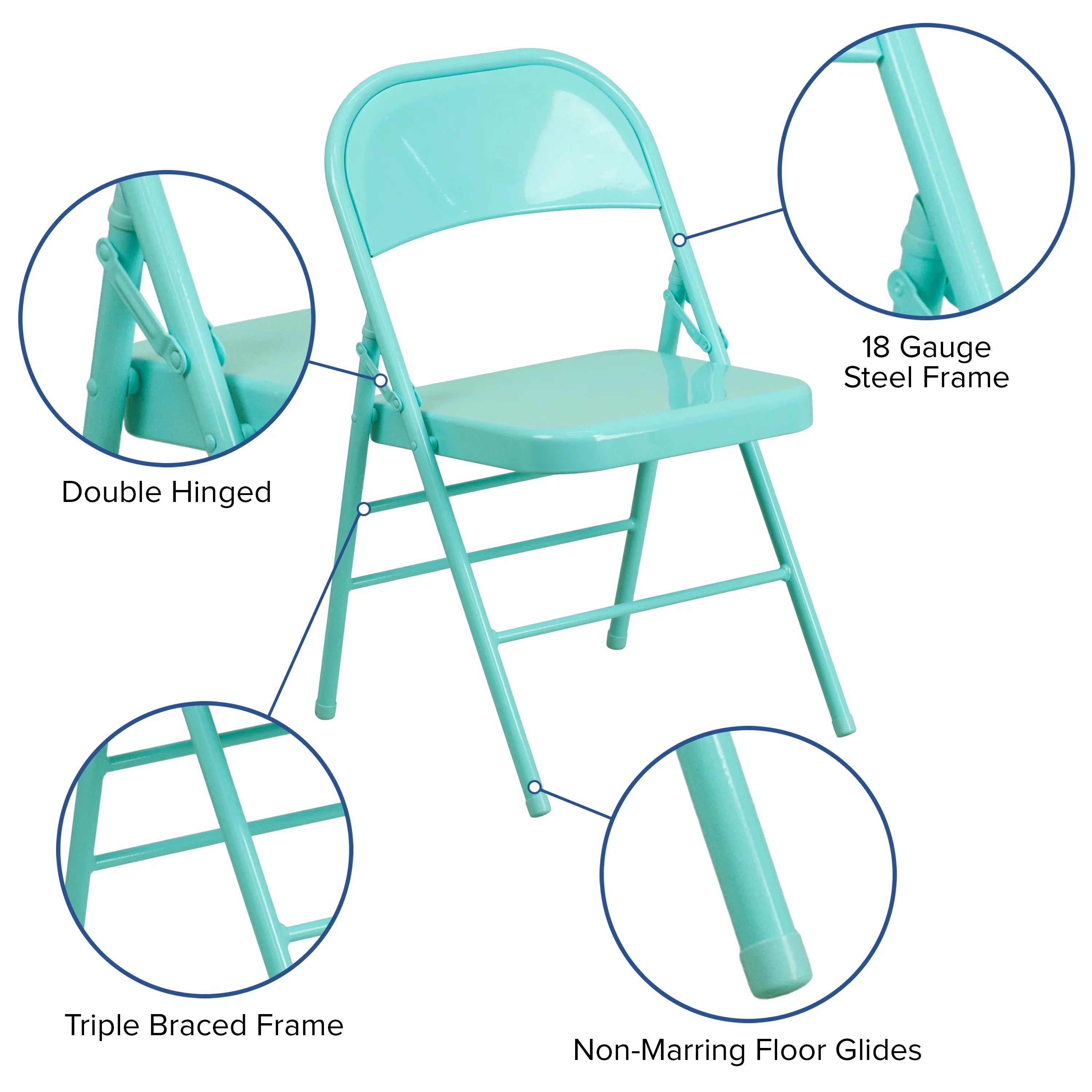 & Teal Tantalizing Metal Folding Double Chair Hinged Series Flash Braced Furniture HERCULES COLORBURST Triple