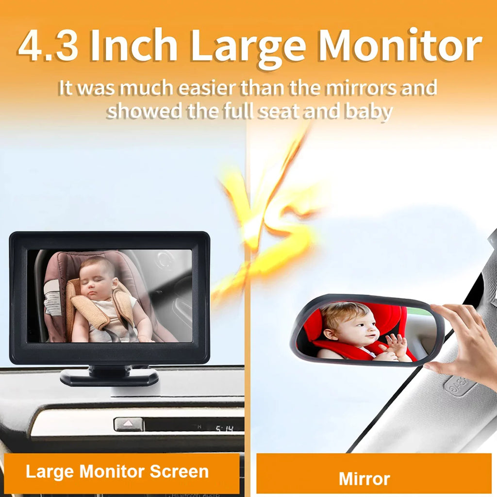Display 150¡ã Car Seat Car Installation Monitor Mirror Wide Easy Arealer Facing Seat 1080P 4.3 Rear View Mirror Inch Monitor Car for