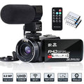 Camcorder Camcorder Microphone,Remote Camera Batteries Camera Vlogging Touch Night Video Recorder 26MP Digital 16X IR and with Zoom Vision 2 3.0'' FHD 30FPS Screen YouTube 1080P WiFi