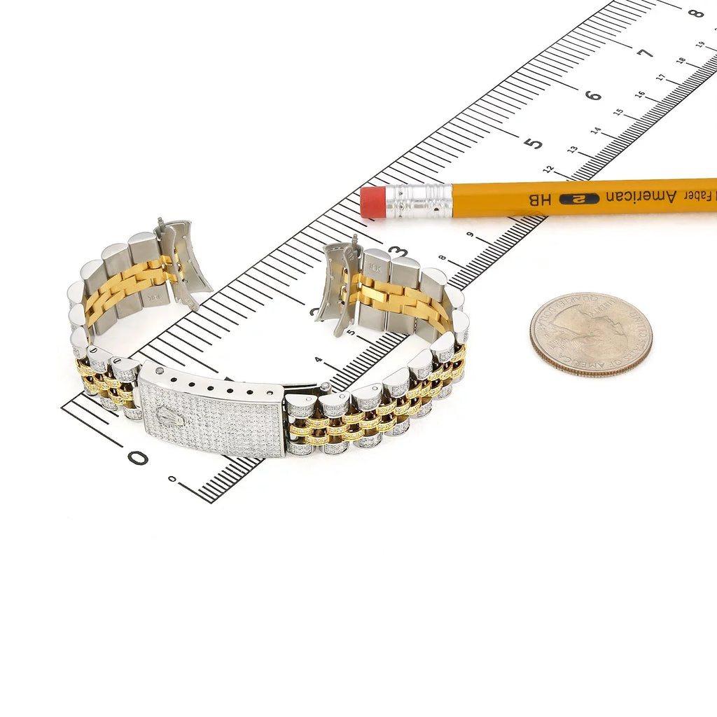 36mm Jubilee Natural Band 4.5C Rolex Custom Yellow 2-Tone Datejust Watch Diamond