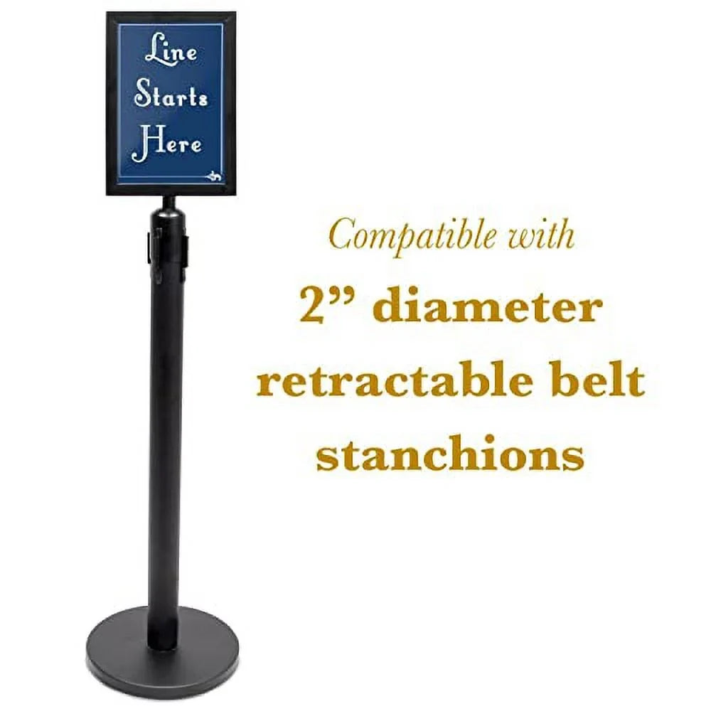 Portrait Stanchion 2" Pedro's Frame Party Pudgy by - Sign Double-Sided Black Supplies Retractable x 8.5" Metal for Stanchions Belt 11" Diameter Holder