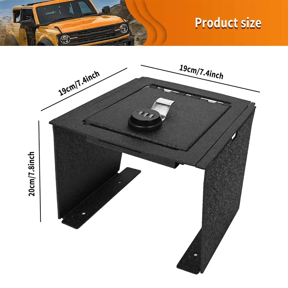 Coating Password, Box Bronco Steel Center for Anti-rust 3-Digit Carbon Safe Console Black 2Door/4Door for Ford with 2021-2022, ALLTIMES