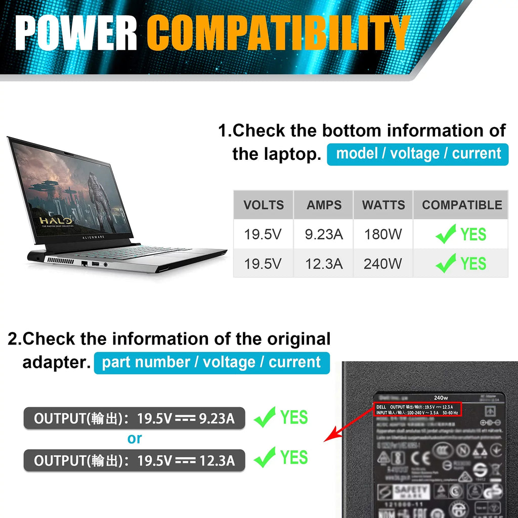 R4 180W Alienware Adapter 15 R1 M17 Supply Series,Dell R2 7710 240W M6700 M18X,Dell M15 Cord PA-9E Alienware Power M17X M6800 13 Precision Laptop 17 Charger 7520 for Dell R3 Charger 7730 X51 AC