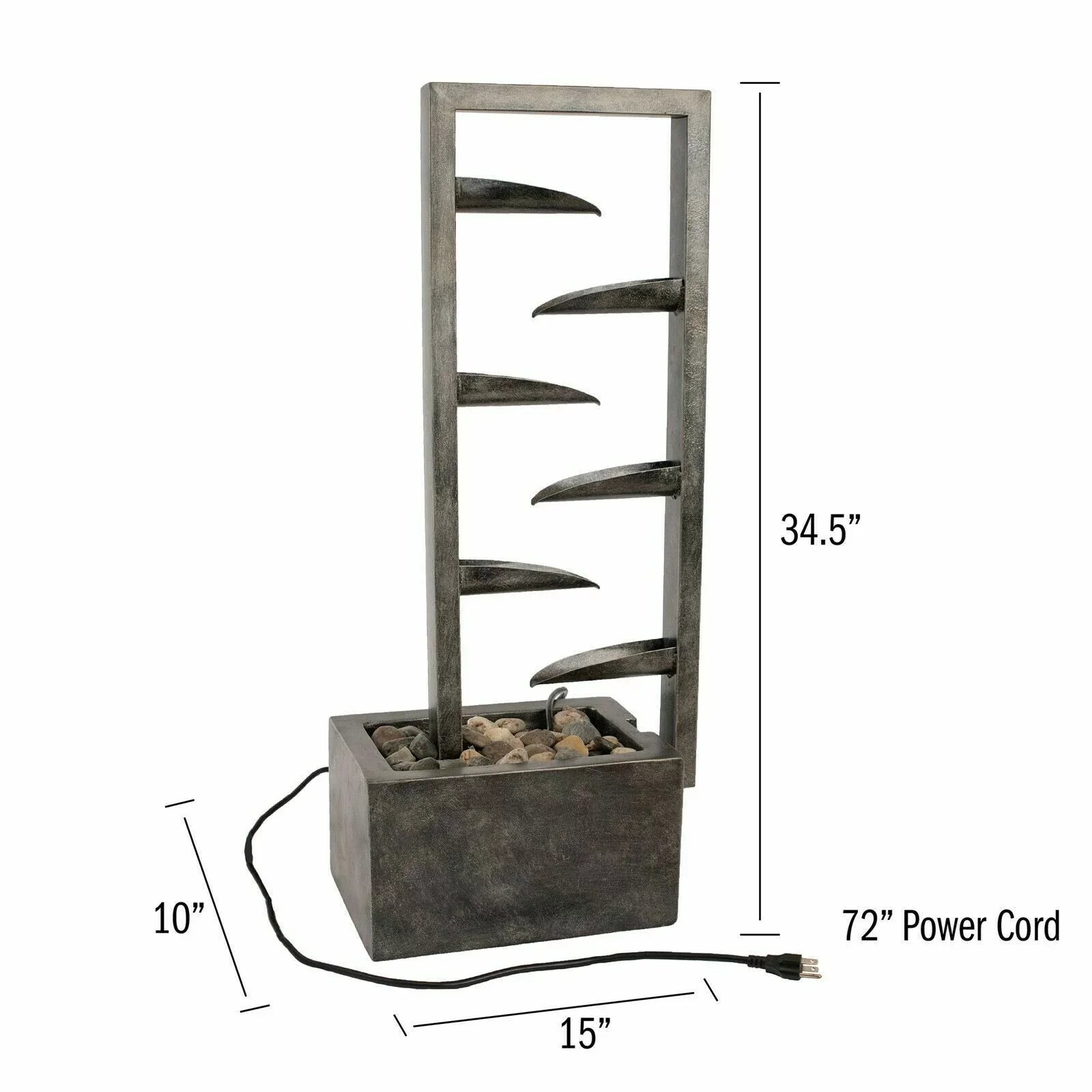 Outdoor Inch Oasis Concrete Fountain Waterfall Zen 34 Metal Backyard