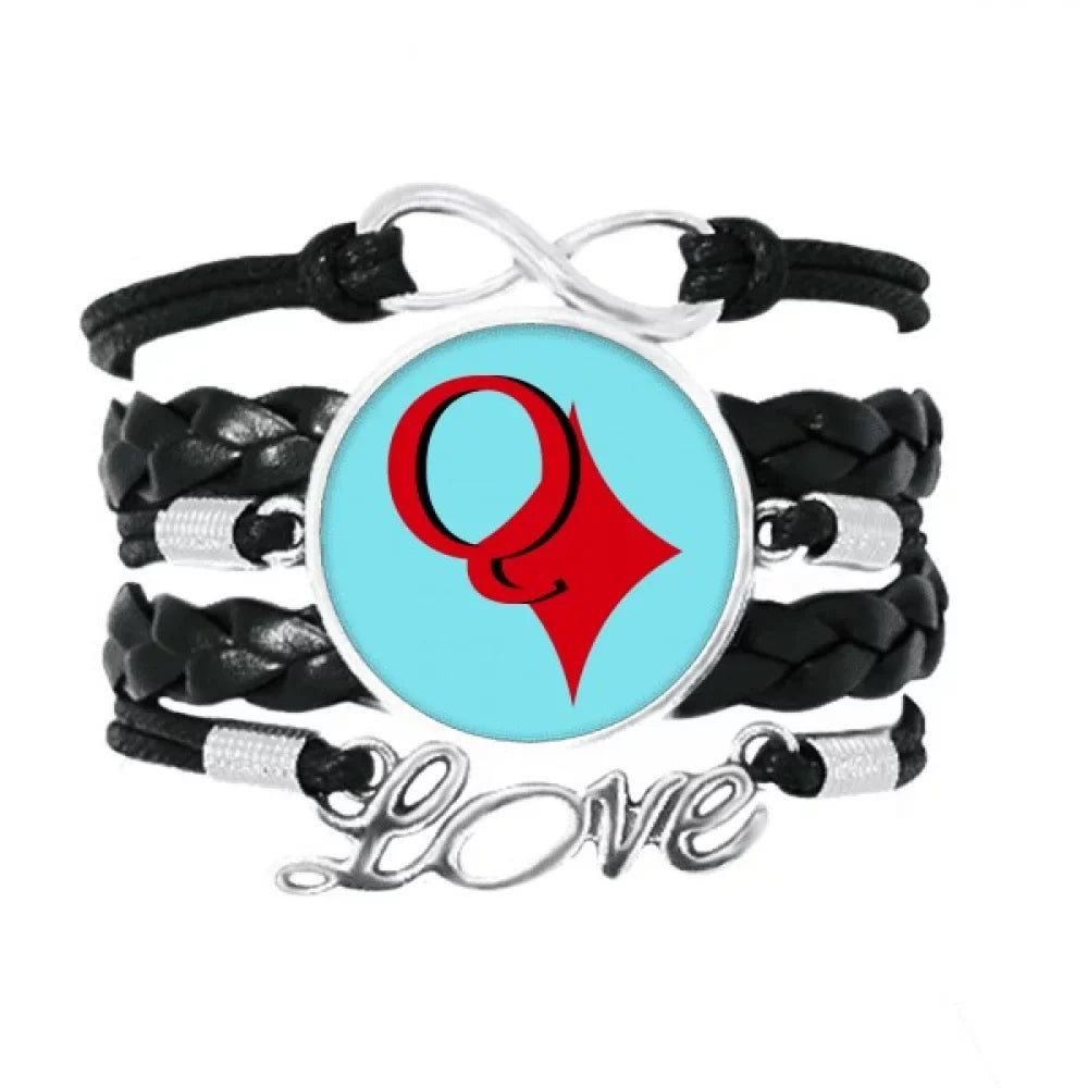 bracelet poker leather queen love accessory q rope knitting twisted wristband wealth