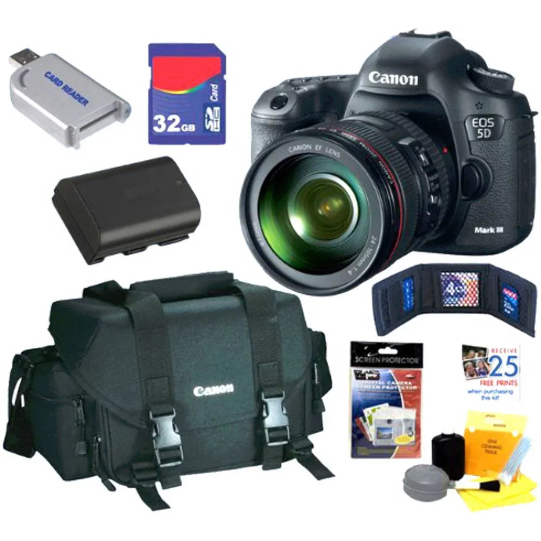 Full 5D SLR Frame with 22.3 Camera Bundle USM f/4 CMOS MP IS L EF III Lens Digital 24-105mm EOS Mark