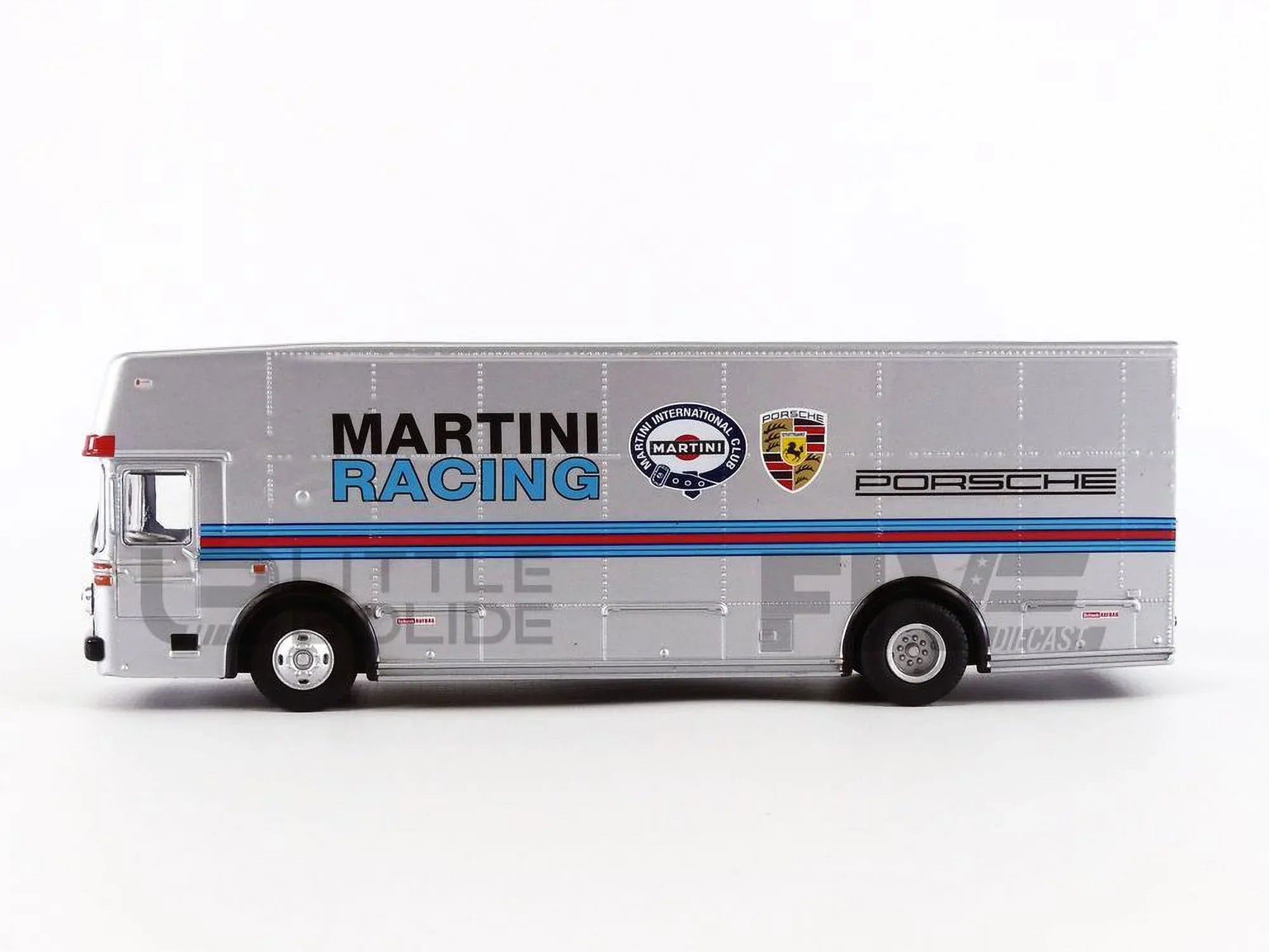 Stripes Diecast Schuco 1/64 Mercedes Transporter "Martini Race with Car Racing" Silver by Model Benz