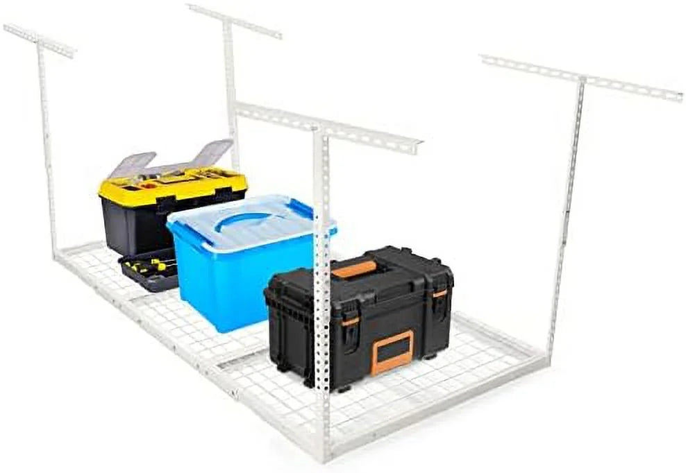 White 3X6 Ceiling Organization Adjustable Overhead Racks Ceiling Shelf Garage Storage Storage Garage Rack Mounted