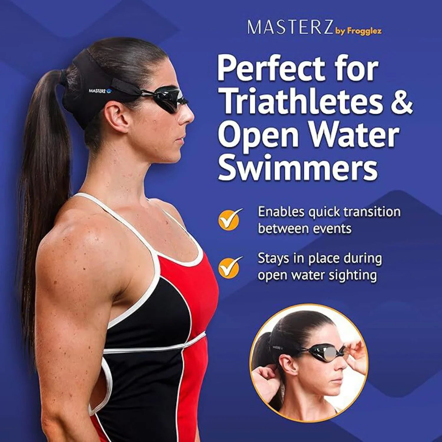 Masterz Frogglez Goggles - for Adults Teens Black Swim &