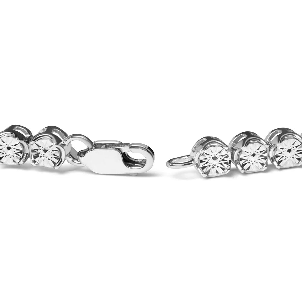 Color, of Clarity) .925 Round Clasp Cttw Link I2-I3 cut (I-J Diamond and 1/10 Brilliance 7.25" Silver Bracelet Tennis Set Womens Box Bead Sterling Miracle Haus