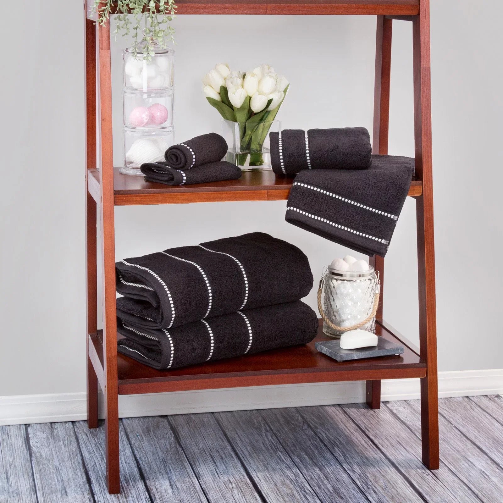 Twist Dry Bone Zero 6 Towel Quick Luxury Trademark Set, Set- Black Piece - Soft Cotton & & Global