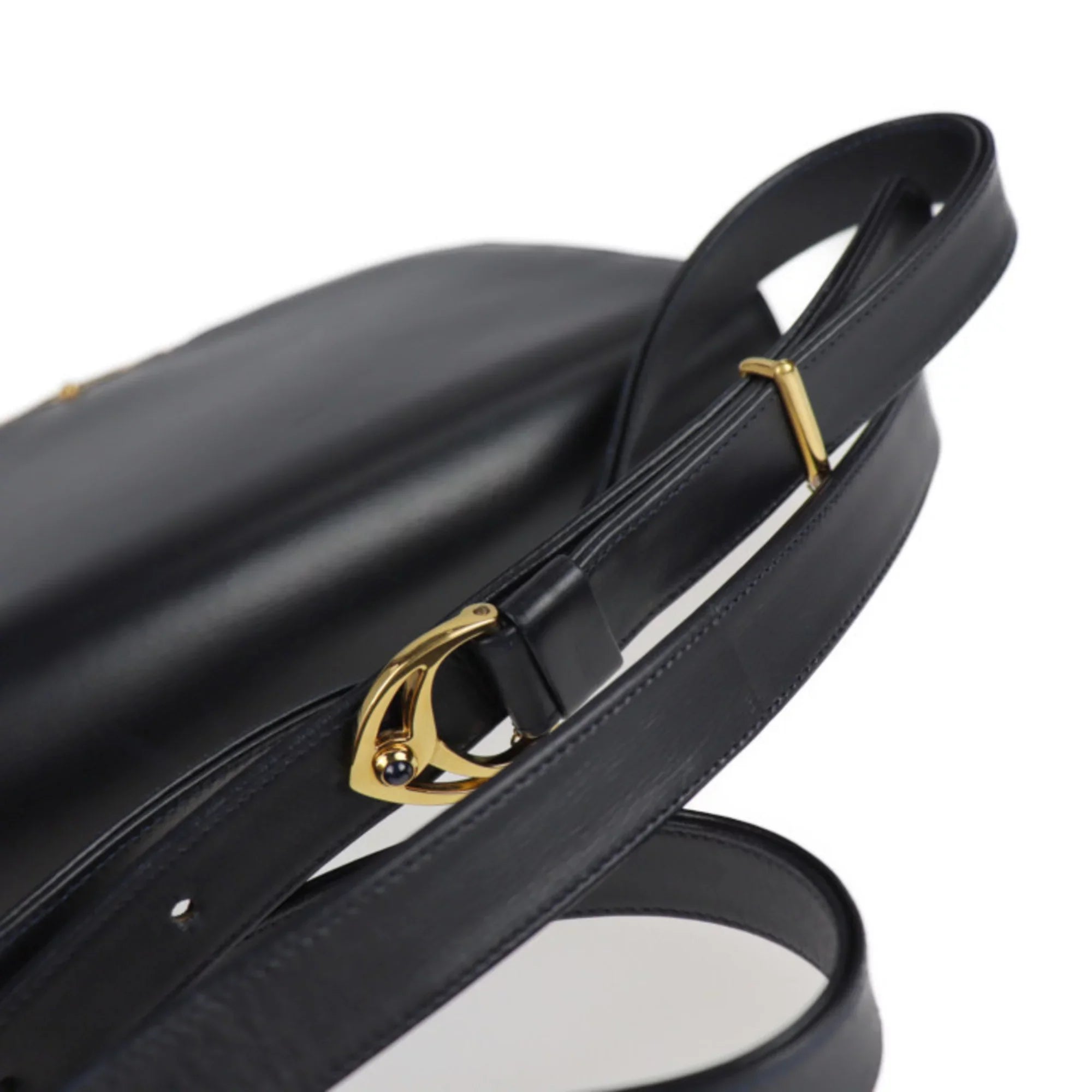 CARTIER 2WAY sapphire Cartier calf Pre-Owned bag shoulder dark clutch (Good) line leather navy