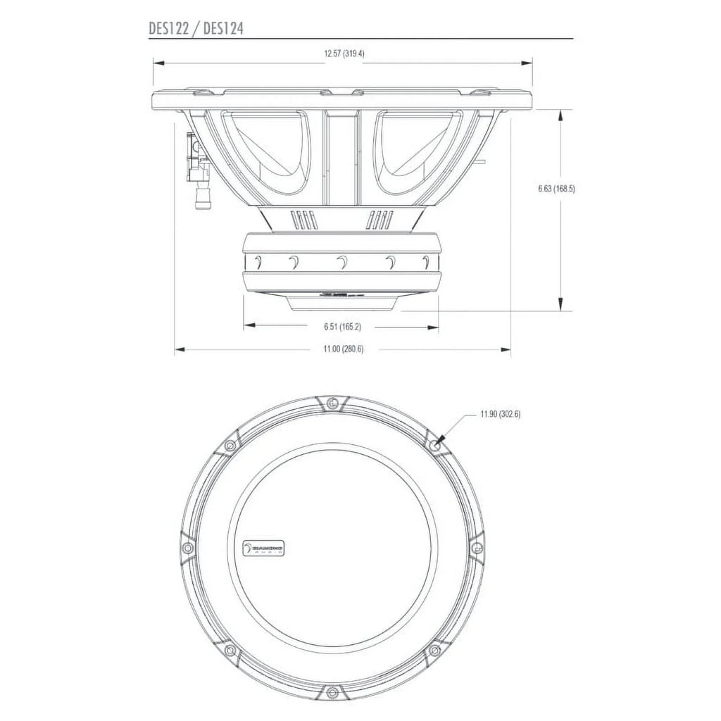 Peak Audio Series Diamond Handling) (1000W Power Coil 500W Subwoofer 4Ohm Dual Diamond DES124 RMS Voice 12" Elite