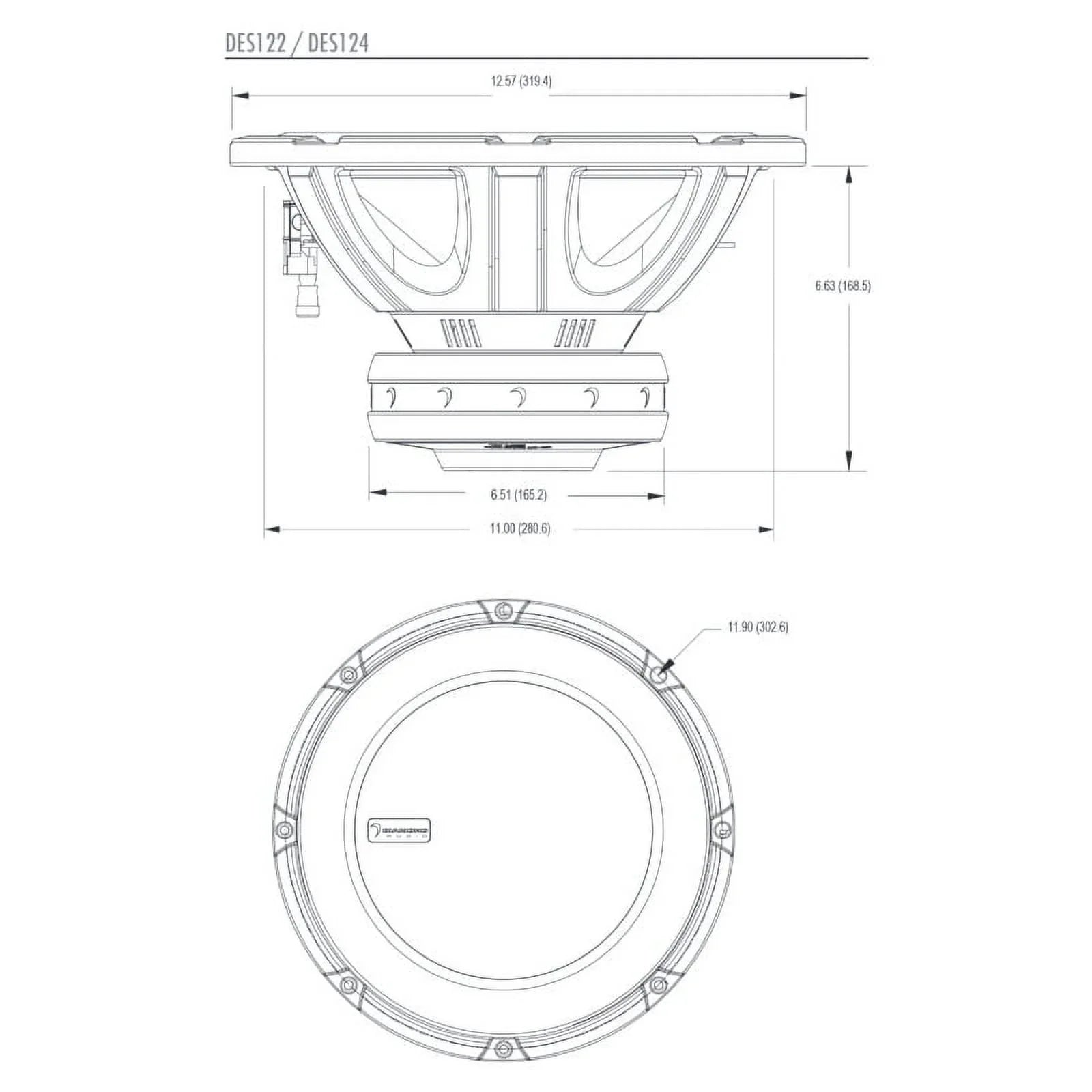 Peak Audio Series Diamond Handling) (1000W Power Coil 500W Subwoofer 4Ohm Dual Diamond DES124 RMS Voice 12" Elite