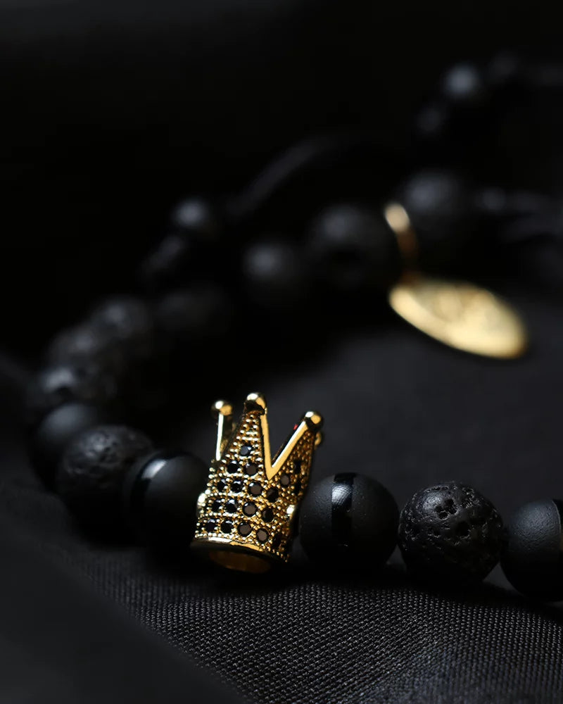 for Crown Fabrizio Rock Matte and Onyx, & Bracelet Volcanic Adjustable Cagliari in Design Men Women Charm, By Silver