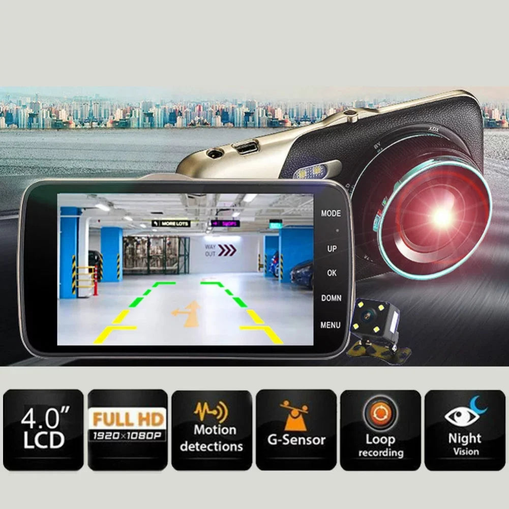 view video recording DVR car vision 1080P dual Driving HD recorder recorder rear inch 3.6 night