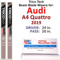 of Blade Beam 2019 Wipers (Set A4 Audi Quattro 2)