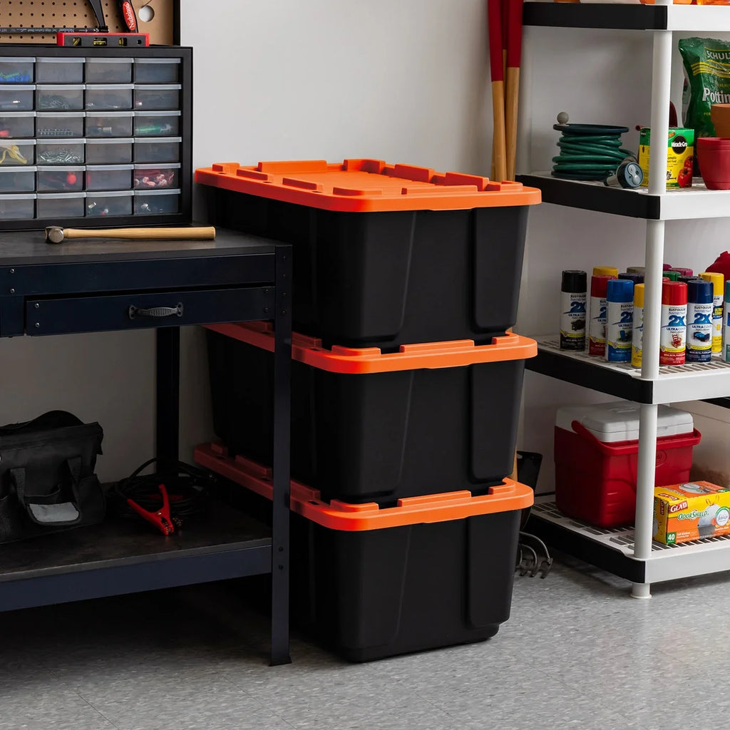 Pack Heavy Orange Utility Tote, Black 108qt/27gal IRIS Tough with Duty Lid 3 USA