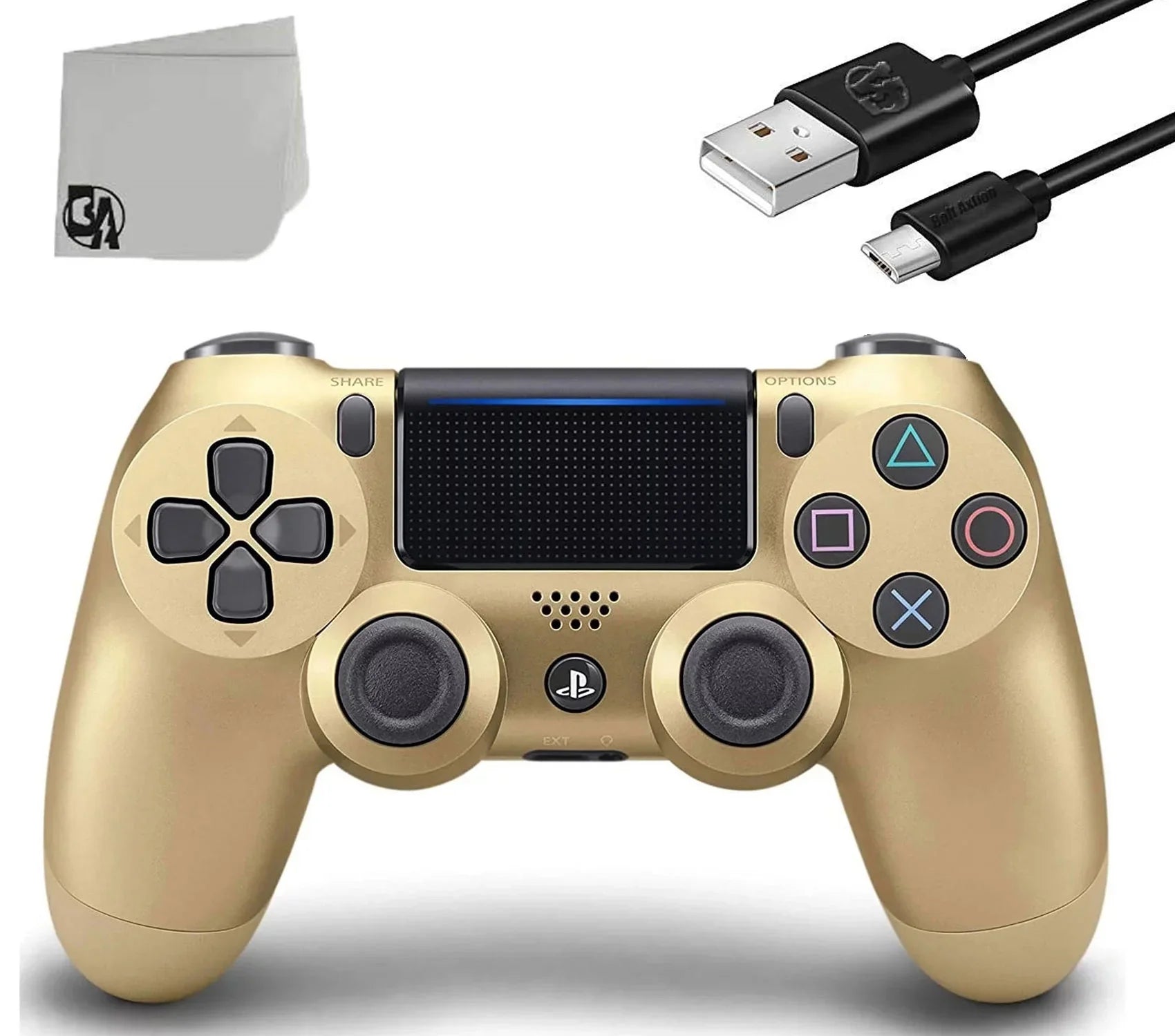 Cable Bundle DualShock Like Wireless New Charging Controller Gold with AXTION PlayStation 4 BOLT