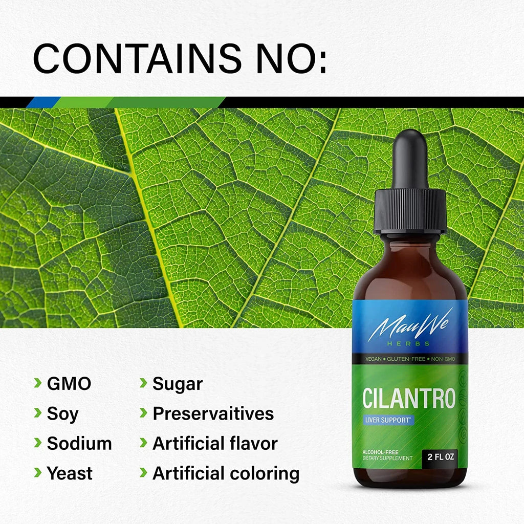 Cilantro Organic Detox Coriandrum Supplement Oz Liquid Body - Free Alcohol for Cilantro HERBS fl. - - Extract Leaf & Cleansing Drops Cilantro Tincture MAUWE 2 Sativum