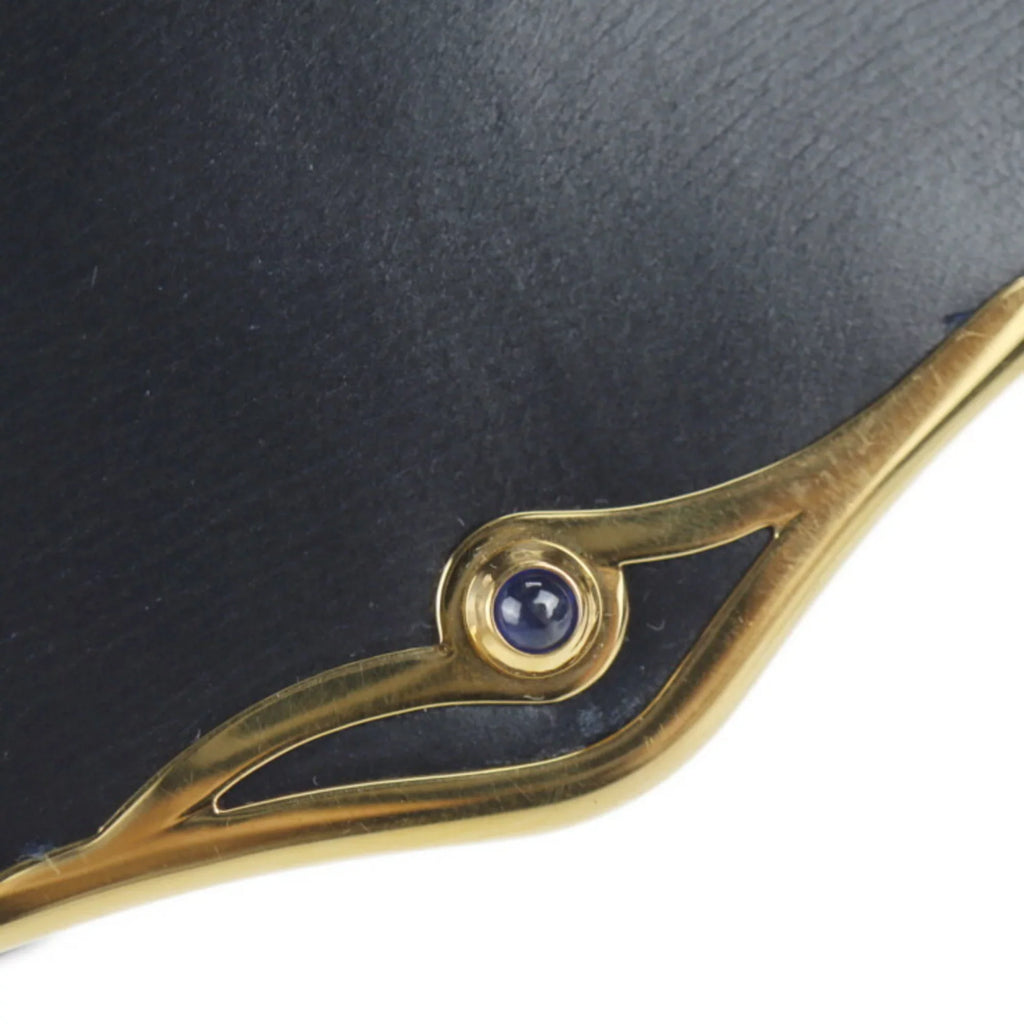 CARTIER 2WAY sapphire Cartier calf Pre-Owned bag shoulder dark clutch (Good) line leather navy
