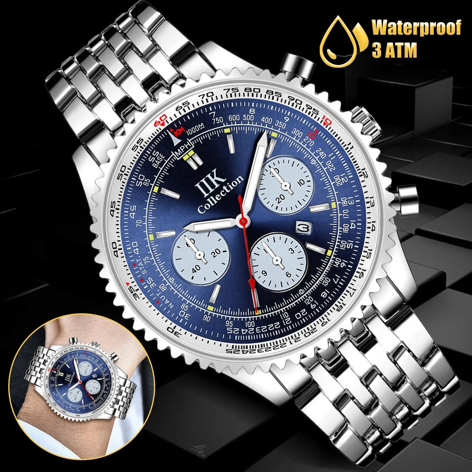 Luminous Hombre De Steel Stainless Bracelet Watch Waterproof Men Quartz Relojes