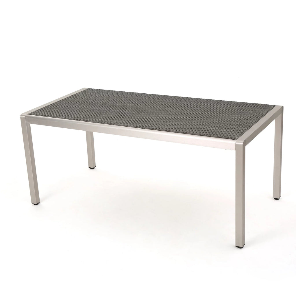 Outdoor Bay Aluminum Coral Wicker Table Dining Top, with Grey